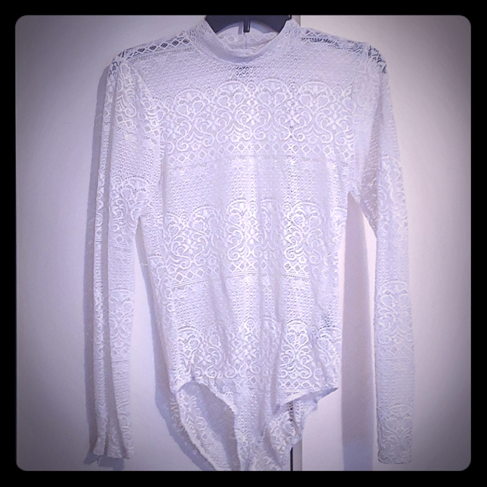 Sexy White Lace Bodysuit